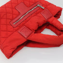 CHANEL Coco Cocoon Hand Bag Nylon Red Silver CC Auth 138367-6