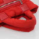 CHANEL Coco Cocoon Hand Bag Nylon Red Silver CC Auth 138367-7