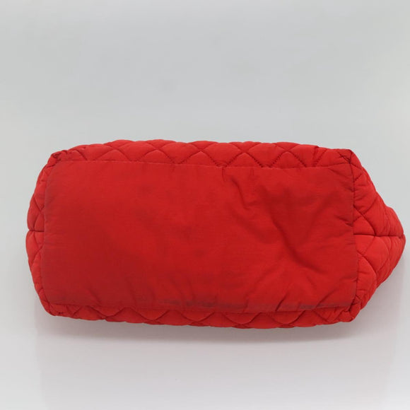 CHANEL Coco Cocoon Hand Bag Nylon Red Silver CC Auth 138367