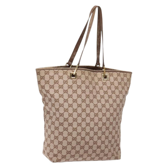 GUCCI GG Canvas Tote Bag Brown Gold 002 1098 Auth 138369