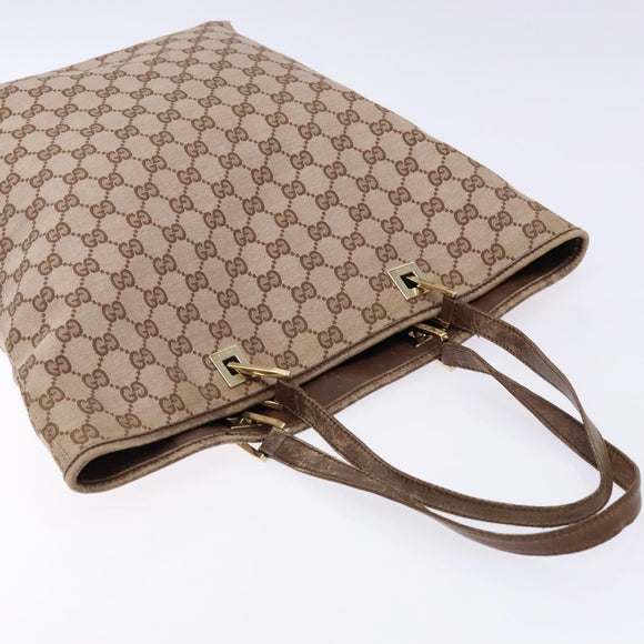 GUCCI GG Canvas Tote Bag Brown Gold 002 1098 Auth 138369