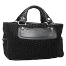 CELINE C Macadam Canvas Hand Bag Suede Black Silver Auth 138370-1