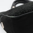 CELINE C Macadam Canvas Hand Bag Suede Black Silver Auth 138370-14