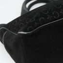 CELINE C Macadam Canvas Hand Bag Suede Black Silver Auth 138370-16