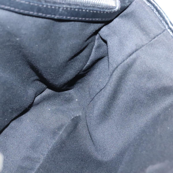 CELINE C Macadam Canvas Hand Bag Suede Black Silver Auth 138370