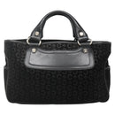 CELINE C Macadam Canvas Hand Bag Suede Black Silver Auth 138370-13