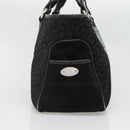 CELINE C Macadam Canvas Hand Bag Suede Black Silver Auth 138370-3