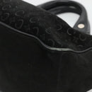 CELINE C Macadam Canvas Hand Bag Suede Black Silver Auth 138370-8