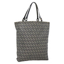 FENDI Zucchino Canvas Hand Bag Navy Silver Auth 138385-1