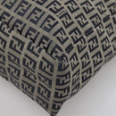 FENDI Zucchino Canvas Hand Bag Navy Silver Auth 138385-10