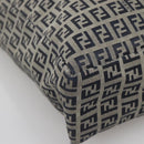 FENDI Zucchino Canvas Hand Bag Navy Silver Auth 138385-11