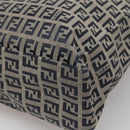 FENDI Zucchino Canvas Hand Bag Navy Silver Auth 138385-12