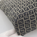 FENDI Zucchino Canvas Hand Bag Navy Silver Auth 138385-13