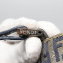 FENDI Zucchino Canvas Hand Bag Navy Silver Auth 138385-14