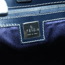 FENDI Zucchino Canvas Hand Bag Navy Silver Auth 138385-15