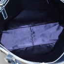 FENDI Zucchino Canvas Hand Bag Navy Silver Auth 138385-16