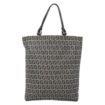 FENDI Zucchino Canvas Hand Bag Navy Silver Auth 138385 - 0