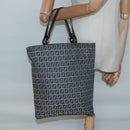 FENDI Zucchino Canvas Hand Bag Navy Silver Auth 138385-21