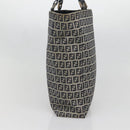 FENDI Zucchino Canvas Hand Bag Navy Silver Auth 138385-4