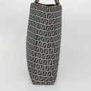 FENDI Zucchino Canvas Hand Bag Navy Silver Auth 138385-5