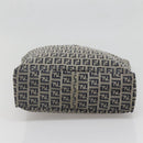 FENDI Zucchino Canvas Hand Bag Navy Silver Auth 138385-9