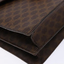 CELINE Macadam Canvas Hand Bag PVC Leather Brown Gold Auth 138386-16