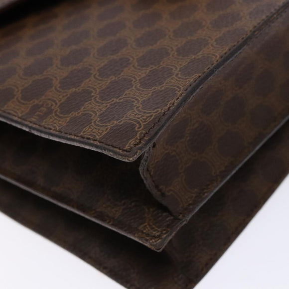 CELINE Macadam Canvas Hand Bag PVC Leather Brown Gold Auth 138386