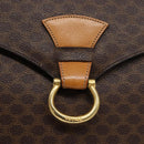 CELINE Macadam Canvas Hand Bag PVC Leather Brown Gold Auth 138386-19