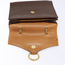CELINE Macadam Canvas Hand Bag PVC Leather Brown Gold Auth 138386-8