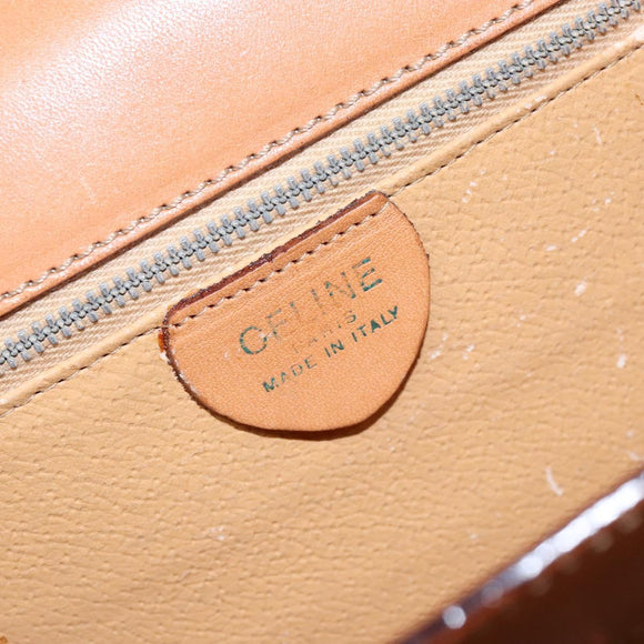 CELINE Macadam Canvas Hand Bag PVC Leather Brown Gold Auth 138386