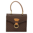 CELINE Macadam Canvas Hand Bag PVC Leather Brown Gold Auth 138386-13