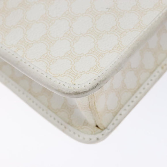 CELINE Macadam Canvas Shoulder Bag PVC Leather White gold Auth 138387