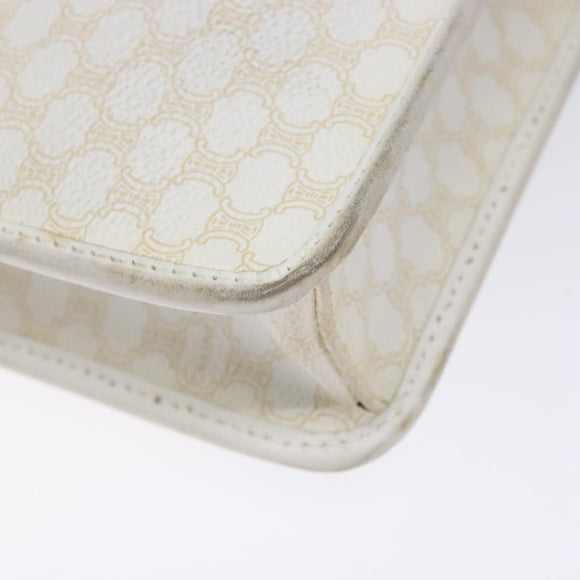 CELINE Macadam Canvas Shoulder Bag PVC Leather White gold Auth 138387