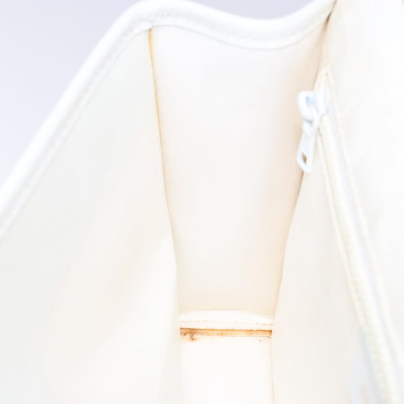 CELINE Macadam Canvas Shoulder Bag PVC Leather White gold Auth 138387