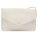 CELINE Macadam Canvas Shoulder Bag PVC Leather White gold Auth 138387-13