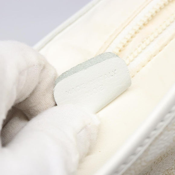 CELINE Macadam Canvas Shoulder Bag PVC Leather White gold Auth 138387