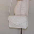 CELINE Macadam Canvas Shoulder Bag PVC Leather White gold Auth 138387-22
