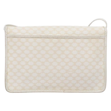 CELINE Macadam Canvas Shoulder Bag PVC Leather White gold Auth 138387 - 0