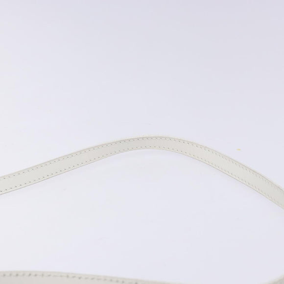 CELINE Macadam Canvas Shoulder Bag PVC Leather White gold Auth 138387