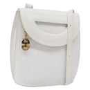 CELINE Shoulder Bag Leather Gold White Auth 138388-1