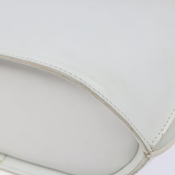 CELINE Shoulder Bag Leather Gold White Auth 138388