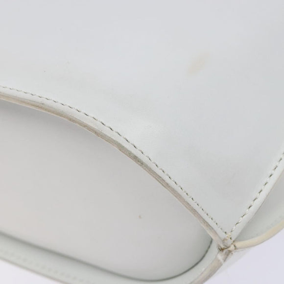 CELINE Shoulder Bag Leather Gold White Auth 138388