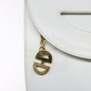 CELINE Shoulder Bag Leather Gold White Auth 138388-14