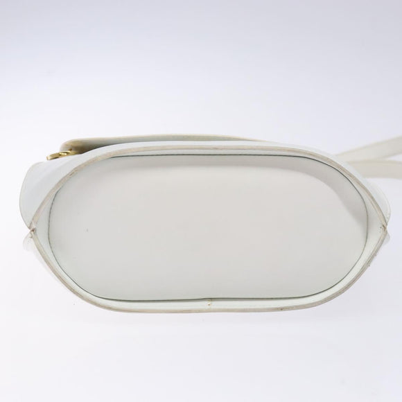 CELINE Shoulder Bag Leather Gold White Auth 138388