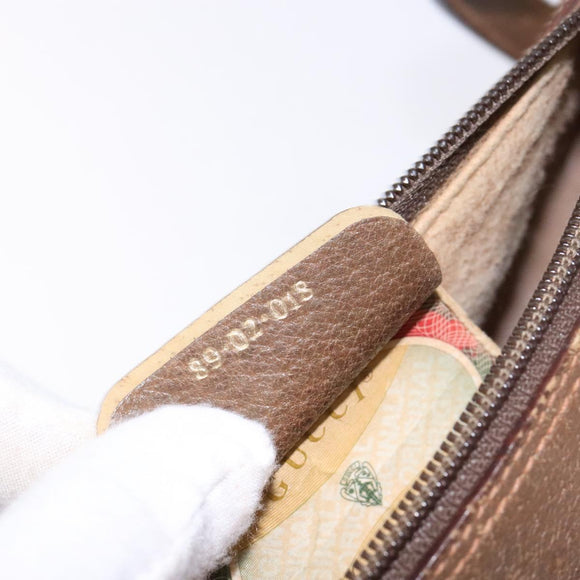 GUCCI GG Supreme Web Sherry Line Bag PVC Beige Gold 89 02 018 Auth 138389