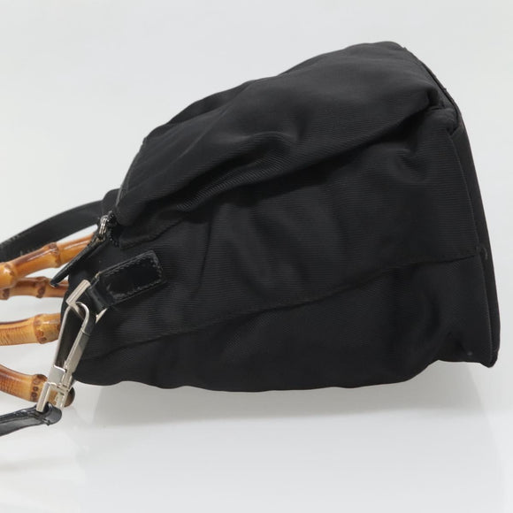 GUCCI Bamboo Hand Bag Nylon 2way Black Silver 002 2058 0508 5 Auth 138391