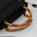 GUCCI Bamboo Hand Bag Nylon 2way Black Silver 002 2058 0508 5 Auth 138391-7