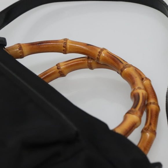 GUCCI Bamboo Hand Bag Nylon 2way Black Silver 002 2058 0508 5 Auth 138391