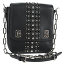 Miu Miu Chain Shoulder Bag Leather Black Silver Auth 138395V-1