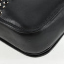 Miu Miu Schoudertas met Ketting Leer Zwart Zilver Auth 138395V-20